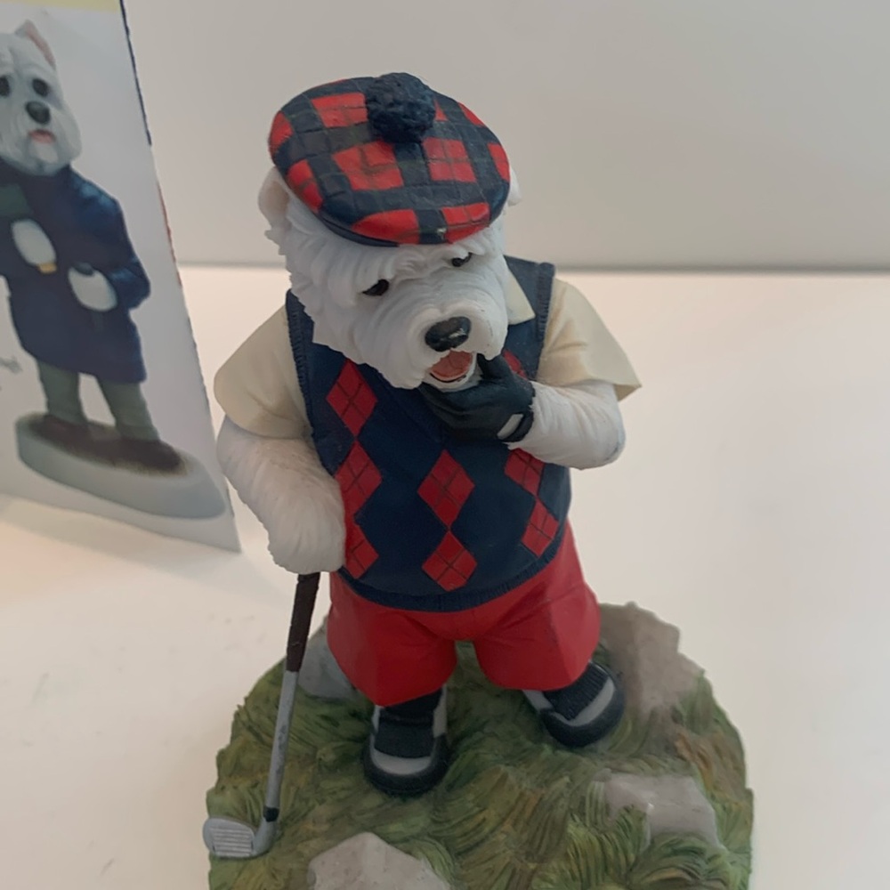 Robert Herrop Westhighland Terrier Golfing On The Green Doggie  People Figurine
